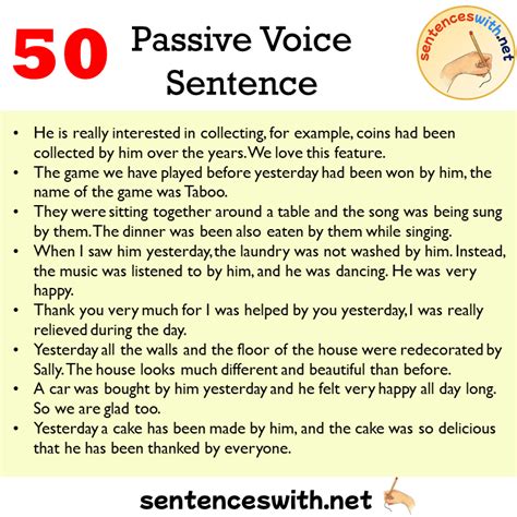 Passive Voice Sentences Examples Passive Voice Example Sentences