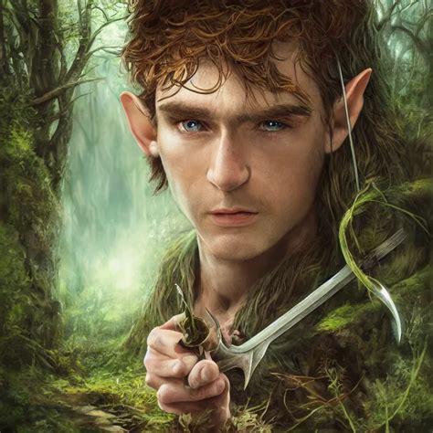 Forest Elf With Sword Stream Clouds Grass Forest Stable