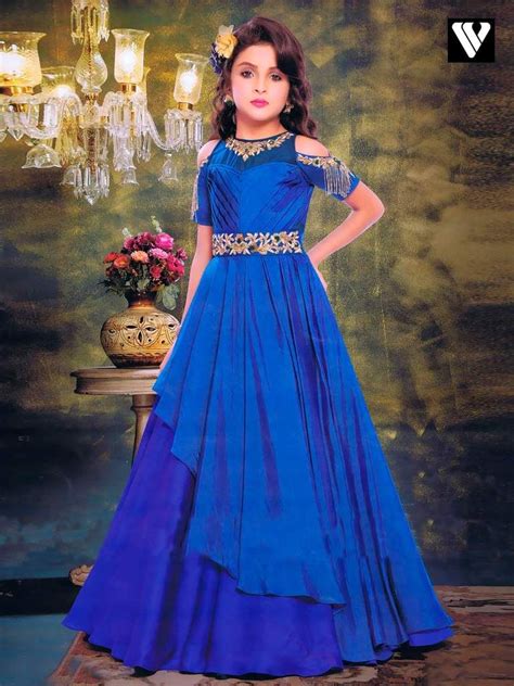 Updates from poshkiddosapparel on etsy. Buy Party Style Paper Silk Royal Blue Color Gown Online ...