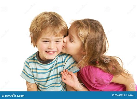 Little Girl Kiss A Little Boy Stock Image Image Of Young Kissing