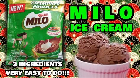 milo ice cream homemade ice cream 3 sangkap very easy youtube