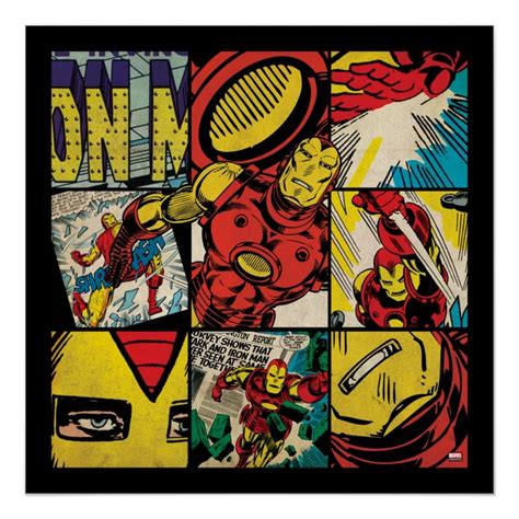 Classic Iron Man Comic Book Pattern Poster Zazzle Iron Man Comic