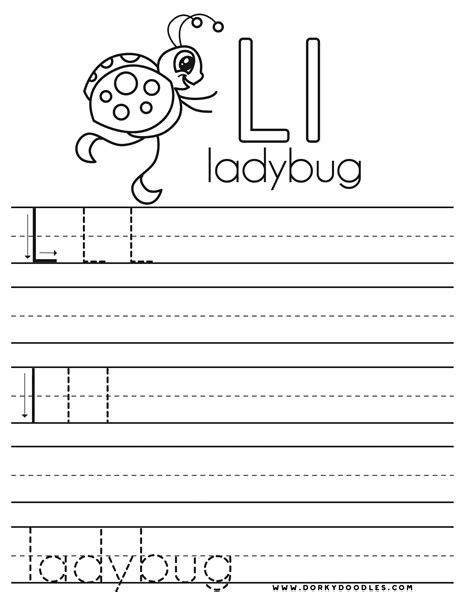 The handwriting worksheets below include practice letters on ruled lines in the zaner bloser style. Letter Practice: L Worksheets - Dorky Doodles