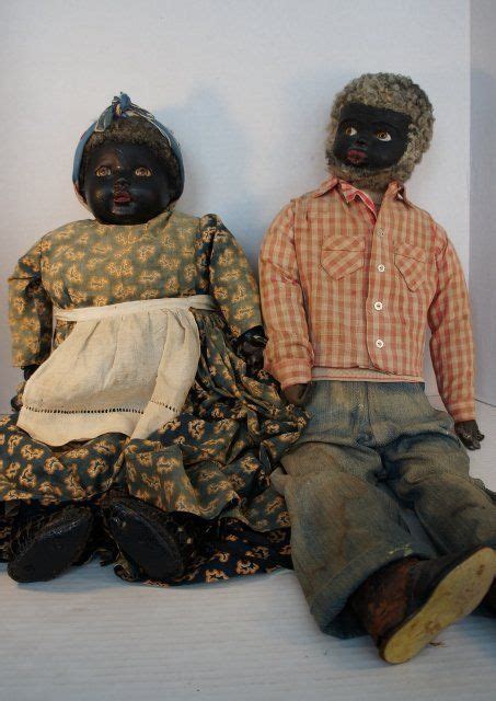 Pair Of Black Dolls Amazing 28 And 23 Antique Primitive Folk Art