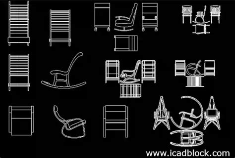 Rocking Chair Cad Block Collection In Autocad Icadblock