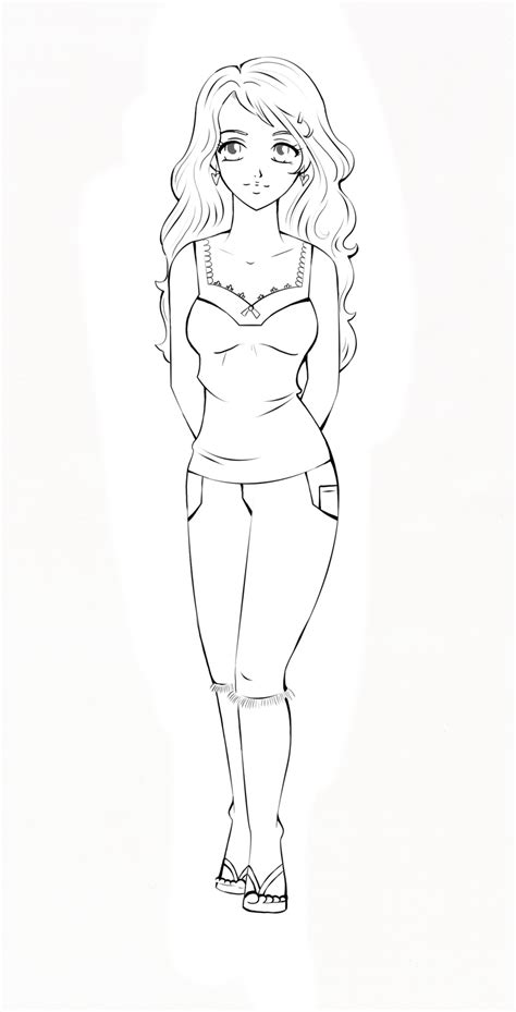 Realistic Girl Drawing Full Body Outline