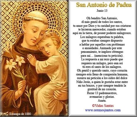 Santoral Catolico Oraciones A San Antonio De Padua