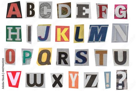 Download Full Alphabet Of Uppercase Letters Cut Out From Newspapers
