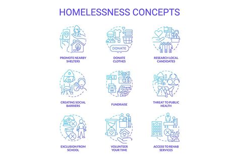 Homelessness Blue Concept Icons Outline Icons Creative Market