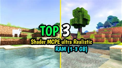 Top 3 Shader Mcpe Ultra Realistic No Lag Youtube