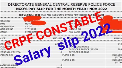 crpf constable salary slip 2022, ssc gd salary slip 2022. - YouTube