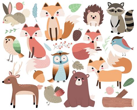 Woodland Forest Animals Clip Art 26 300 Dpi Vector Png And  Files