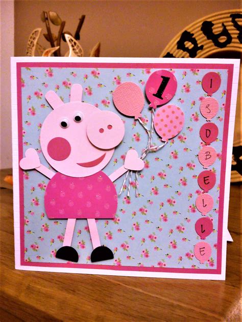 Handmade Personalised Peppa Pig Birthday Card Made With Pretty Papers