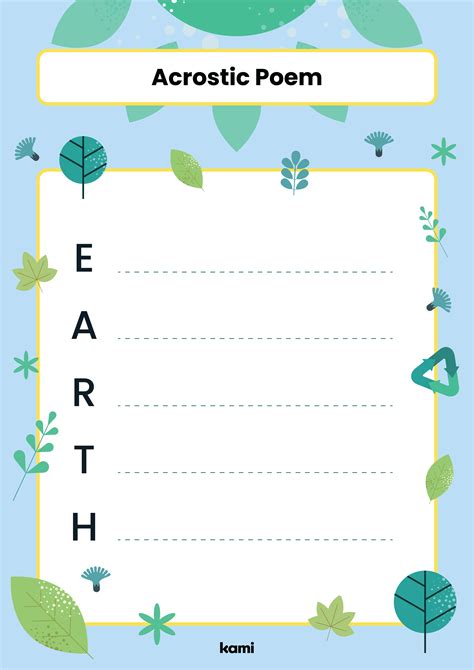 Earth Day Acrostic Poem Light Blue For Teachers Perfect For Grades