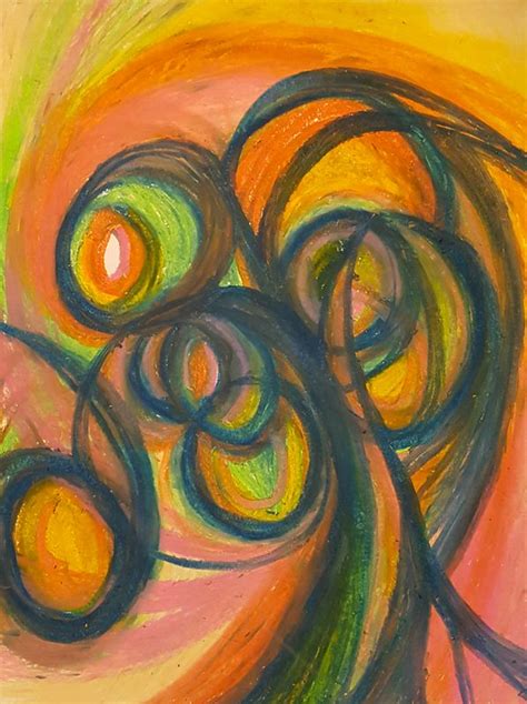 Many Abstract Oil Pastel Drawing 9 X 12 Etsy Oil Pastel Drawings