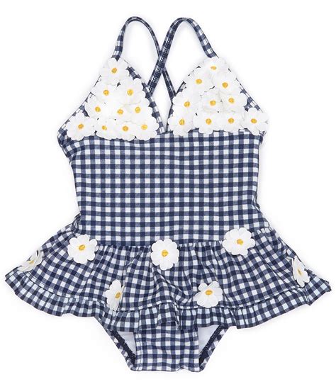 Little Me Baby Girls 3 24 Months Daisy Gingham Print Skirted 1 Piece