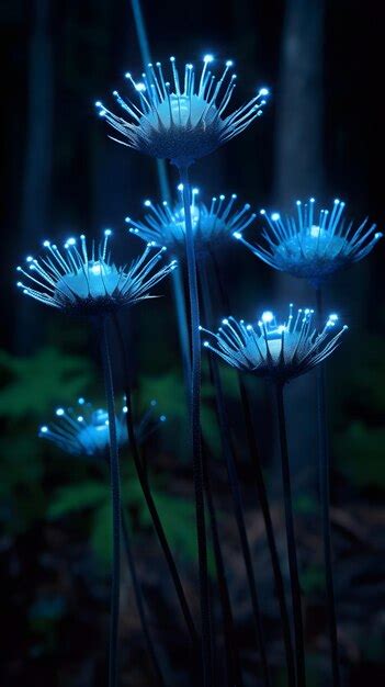 Premium Ai Image Beautiful Bioluminescence Flowers In The Forest At