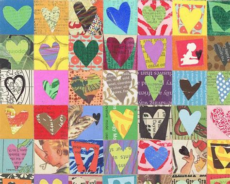 A Collage Of Many Different Hearts With Words Written On Them In