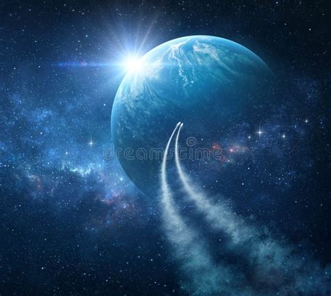 Space Travel Towards Another Planet Stock Image Image Of Meteor Blue