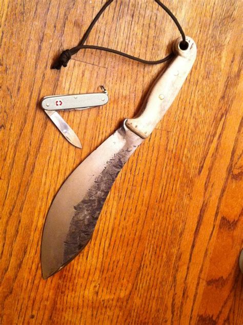 Large Camp Knife Forged From A Leaf Spring By Ian James Machete Knife Leather Knife Sheath