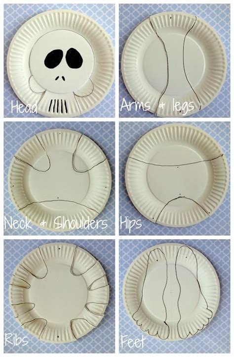 Paper Plate Skeleton Halloween Decorations For Kids Paper Plate