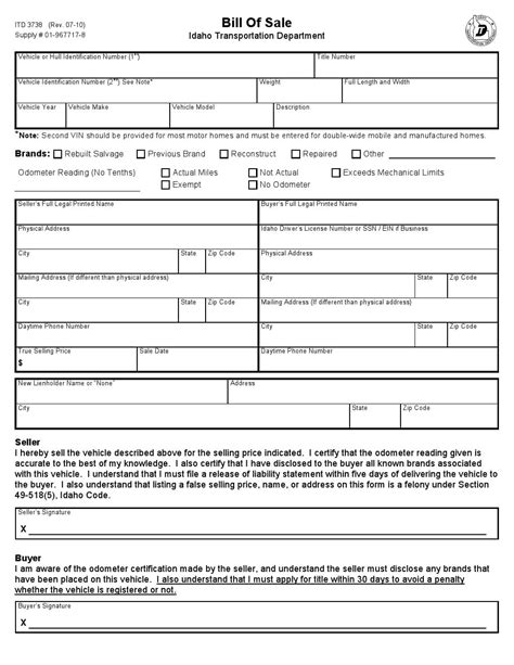 Free Illinois Junk Vehicle Bill Of Sale Form Download Pdf Word Images