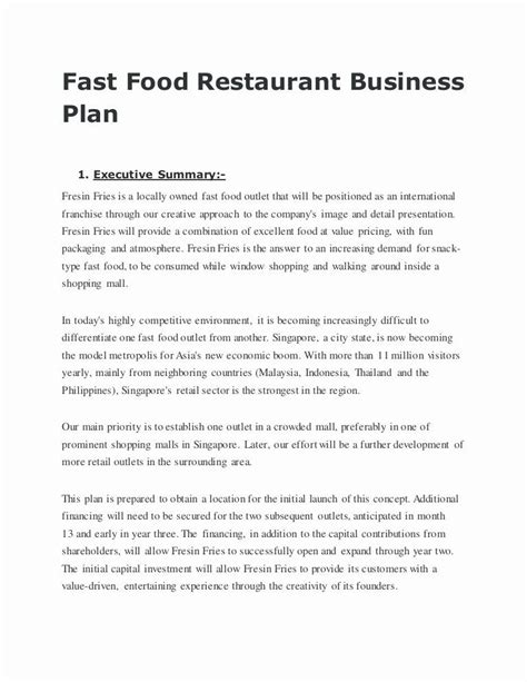 Business Plan Template Restaurant Best Of 22 Business Plan Templates