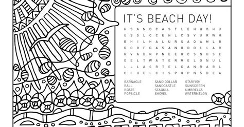 Weelife Word Search Colouring Page Its Beach Day