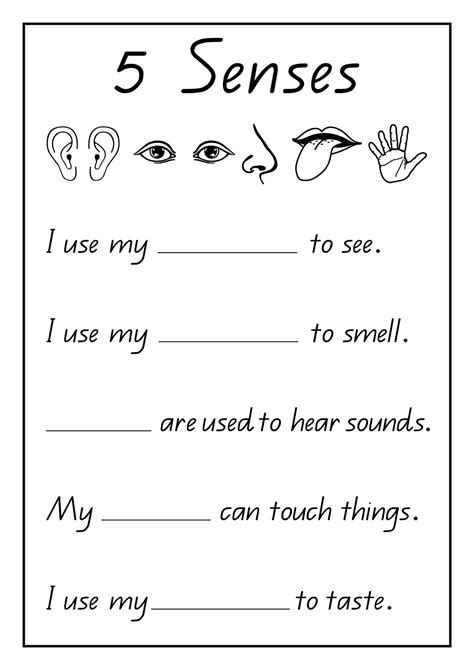 This is a great way to work on art, and you get to sneak in some. five sense worksheet: NEW 115 MY FIVE SENSES WORKSHEETS ...