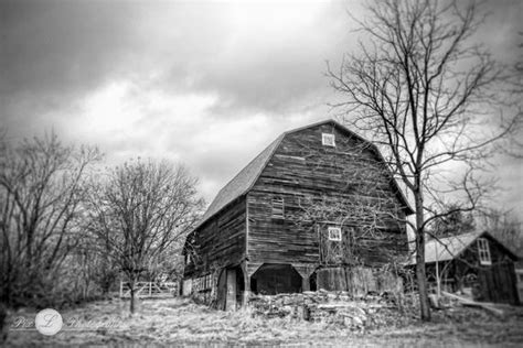 Items Similar To Old Barn Farm Winter Scene Fine Art Photography Hdr Black And White Print