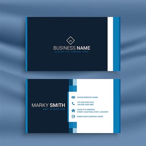 Professional Blue Business Card Template Free Vector