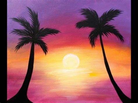 View 44 Palm Tree Beach Sunset Painting Easy