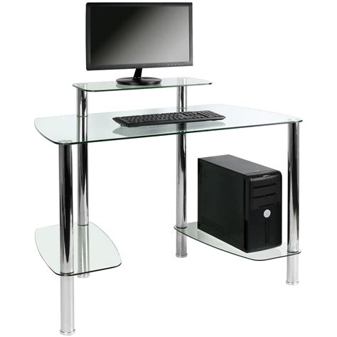Hartleys Clear Glass Computerpc Desk Table Work Station