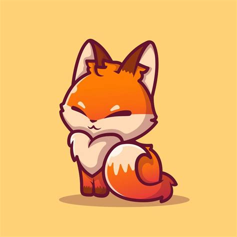 Cute Fox Sitting Cartoon Vector Icon Illustration Animal Icon Concept