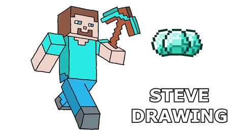 How To Draw Minecraft Steve Step By Step Youtube