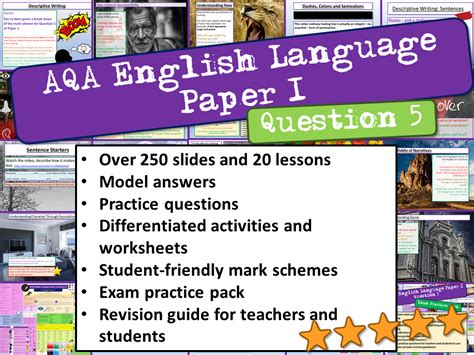 40 for reading & 40 for writing students targeted grade 5 or under should begin with q5. Secondary English Resources: Language and Linguistics KS3, KS4, GCSE | Tes