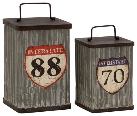 Ideal for your backyard or patio, this trash container has a lid that can be manually opened and closed. Beautiful Style Patterned Metal Can Lid Set of 2 Home Decor rustic-outdoor-trash-cans