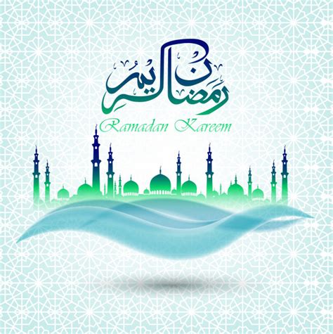 Premium Vector Ramadan Kareem Background With Blue Green Mosque