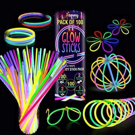 100 Premium Glow Sticks Party Pack 8 Inch With Connectors To Make Neon Braceletsnecklaceseye