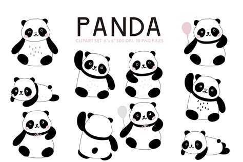 Love Pandas Clipart Gráfico por Nina Prints Creative Fabrica