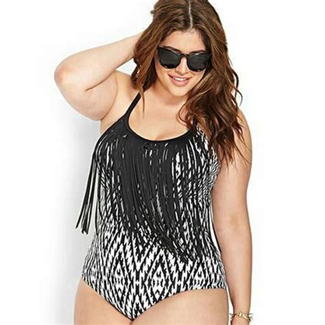 Plus Size Tassel Swimwear Sexy Women One Piece Swimsuit For Big Women