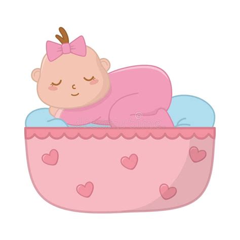 Baby Sleeping In A Cradle Vector Illustration Stock Vector Illustration Of Newborn Asleep