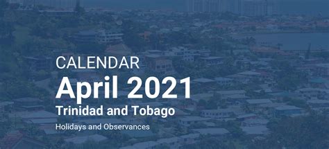 April 2021 Calendar Trinidad And Tobago