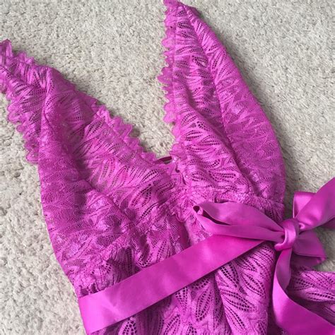 Hustler By Playful Promises Pink Lace Bodysuit Size Depop