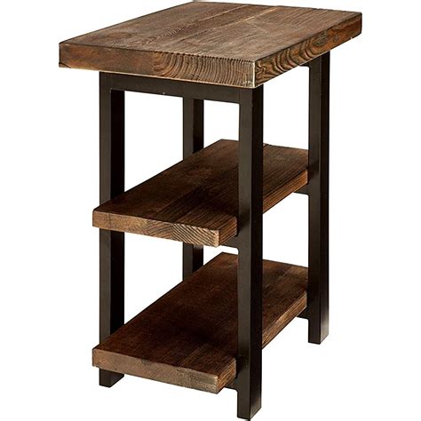 3 Tier Side Table In Black And Natural Finish For Storage