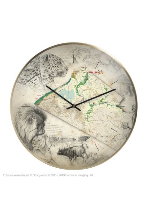 Marcello Art Wall Clock 401 Melting Pot Safaris Map