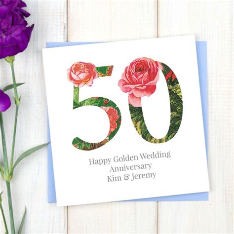 Paper is often given on the first anniversary; Personalised Golden 50th Wedding Anniversary Card By Chi Chi Moi | notonthehighstreet.com