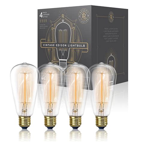 Vintage Edison Light Bulb 60w 4 Pack Dimmable Exposed Filament