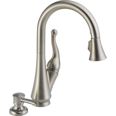 A wide variety of kitchen faucets soap dispenser options are available to you, such as project solution capability, design style, and feature. Delta 1 Handle Pull-Down Kitchen Faucet w/Soap Dispenser ...