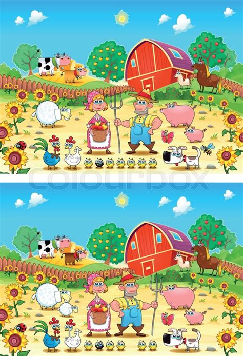 Spot The Differences Two Images With Stock Vector